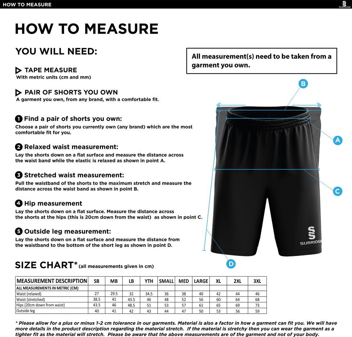 Bath Sword Club Blade Shorts : Black - Size Guide